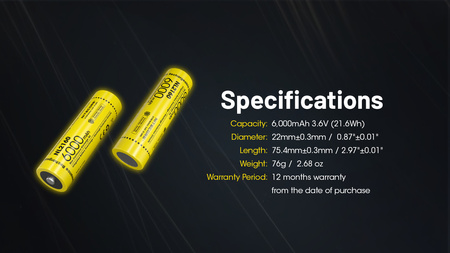 Akumulator Nitecore 21700 NL2160 6000mAh - PO ZWROCIE