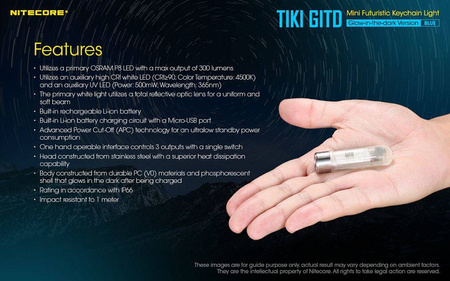 Latarka Nitecore TIKI GITD Blue