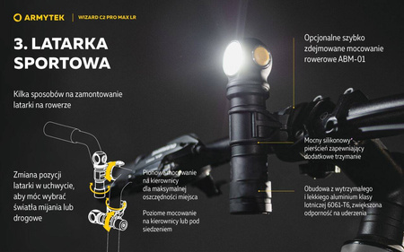 Latarka czołowa ArmyTek Wizard C2 Pro Max LR WARM 3870lm TIR ładowalna